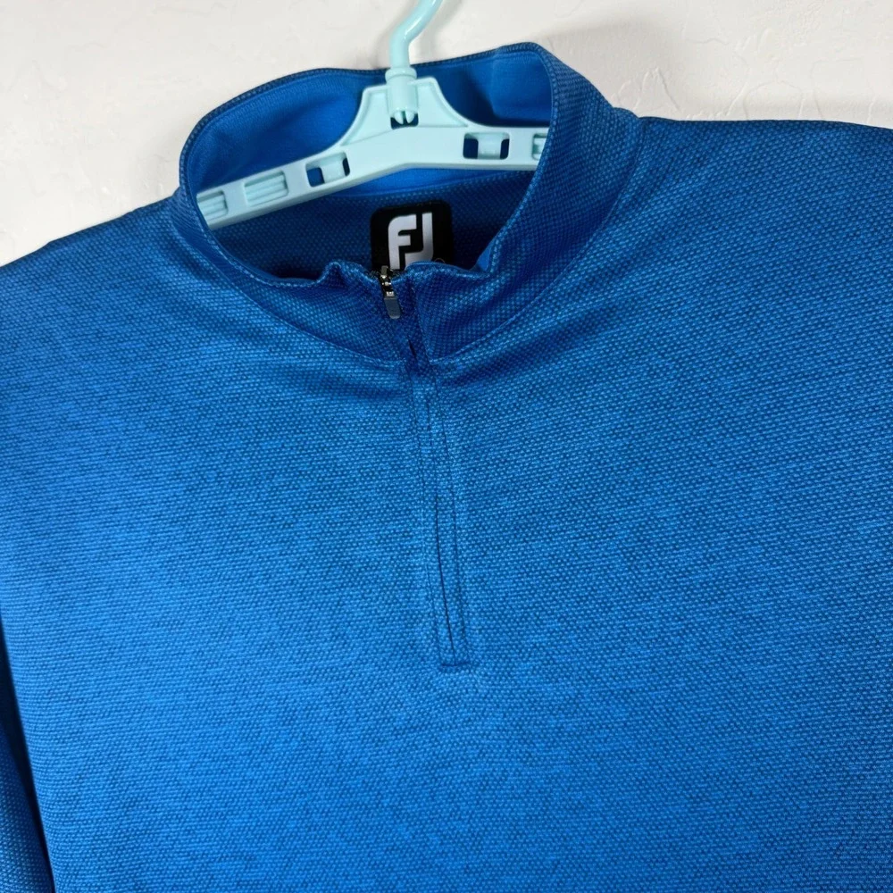Footjoy Sweater Mens Large Blue 1/4 Zip Pullover Golf Performance Stretch